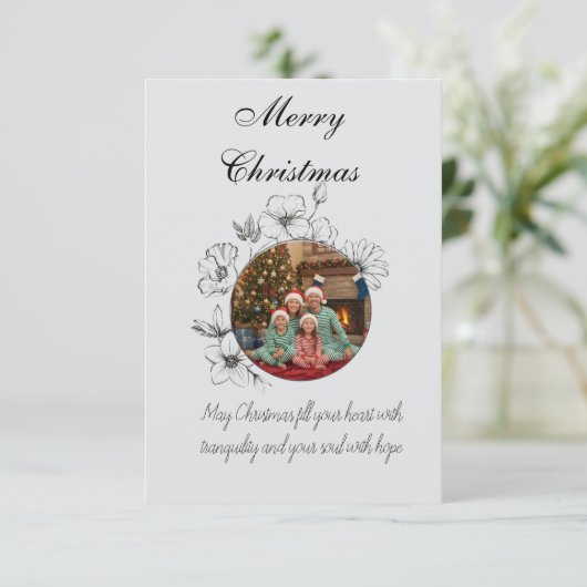 Family Christmas Photo Card Bedankkaart (Staand voorkant)
