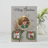 Family Christmas Photo Collage Card Bedankkaart (Staand voorkant)