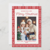 Family Christmas photo red Christmas background Kaart (Voorkant)