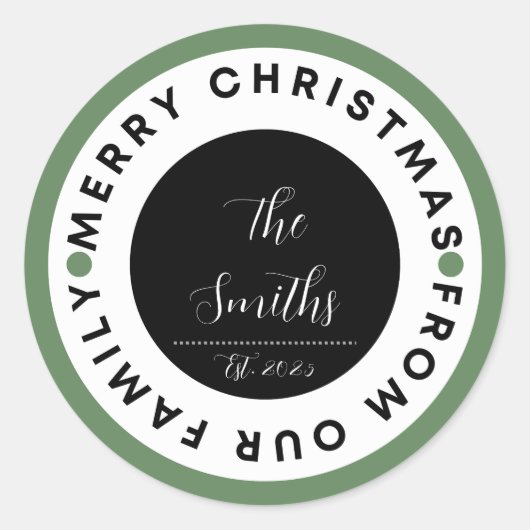 Family Christmas Ronde Sticker (Voorkant)