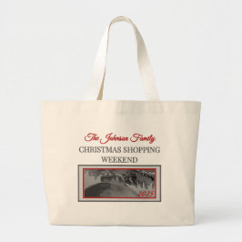 Family Christmas Shopping Weekend Crimson Ornament Grote Tote Bag