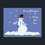 Family Christmas Snowman Feestdagenkaart<br><div class="desc">Kerst sneeuwman kunst briefkaart groet. Vakantie groeten bevatten mijn originele kunstwerk van een sneeuwpop met pet,  pijp en sjaal. Eenvoudig aan te passen met sjabloon gebieden op de achterzijde voor bericht en ondertekening. Overeenkomende verzendkosten beschikbaar.</div>