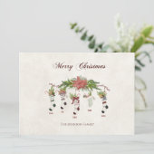Family Christmas Stockings Card Feestdagenkaart (Staand voorkant)