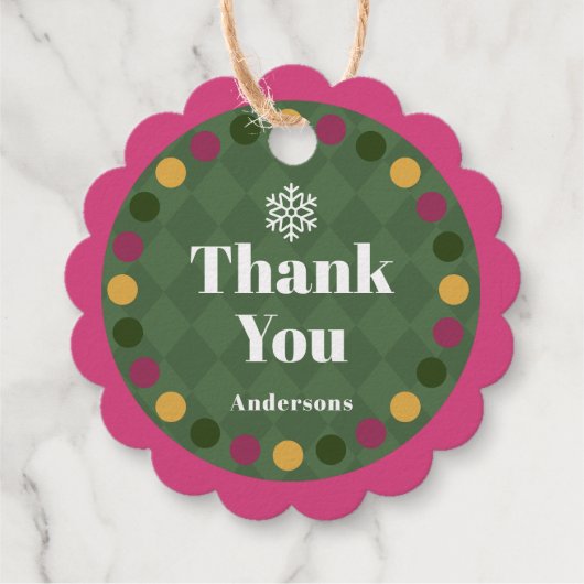 Family Christmas Thank You Green Bedankjes Labels (Achterkant)