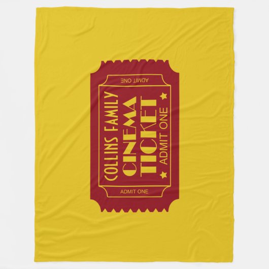 Family Cinema Ticket Aangepaste naam Fleece Deken (Voorkant)