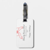Family comes first red bow family name holidays bagagelabel (Achterkant verticaal)