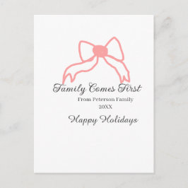 Family comes first red bow family name holidays briefkaart
