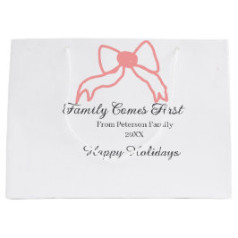 Family comes first red bow family name holidays groot cadeauzakje