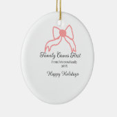 Family comes first red bow family name holidays keramisch ornament (Rechts)