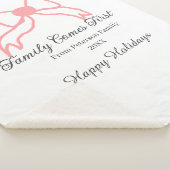 Family comes first red bow family name holidays sherpa deken (3/4)