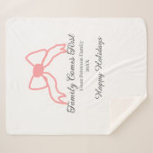 Family comes first red bow family name holidays sherpa deken (Voorkant (horizontaal))