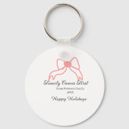 Family comes first red bow family name holidays sleutelhanger