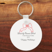 Family comes first red bow family name holidays sleutelhanger (Voorkant)