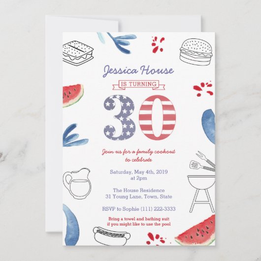Family Cookout 30th Birthday Party, Memorial Day Kaart (Voorkant)