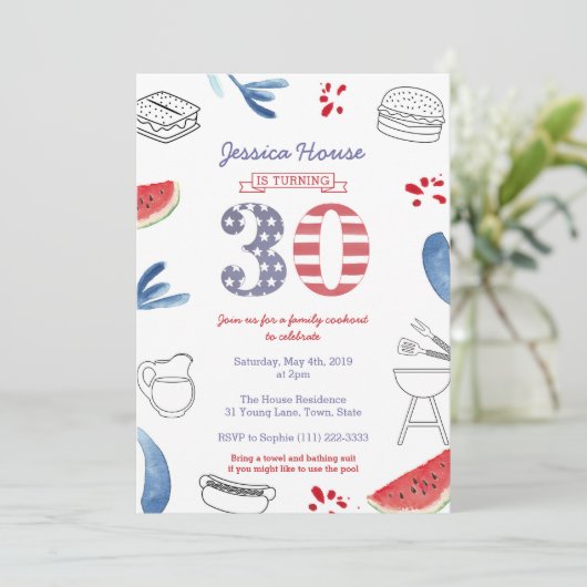 Family Cookout 30th Birthday Party, Memorial Day Kaart (Staand voorkant)