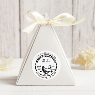 Family Coop Hen Fresh Eggs Retouradres Ronde Sticker