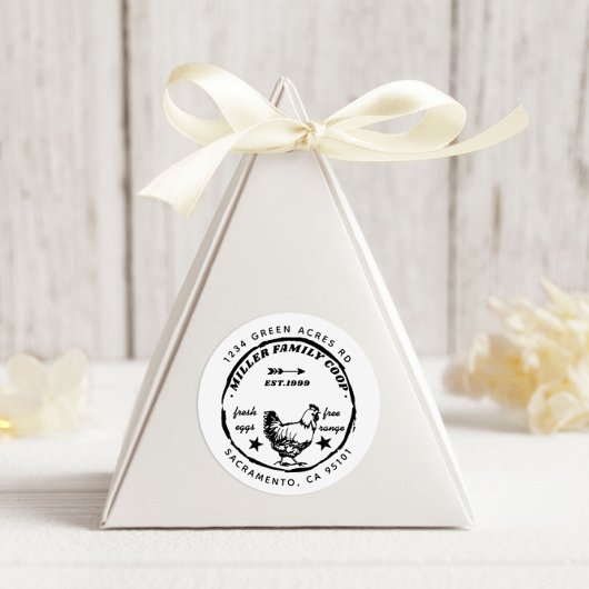 Family Coop Hen Fresh Eggs Retouradres Ronde Sticker