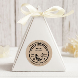 Family Coop Hen Fresh Eggs Retouradres Ronde Sticker