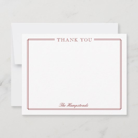 Family Couples Elegant Script Dark Red Stationery Bedankkaart (Voorkant)