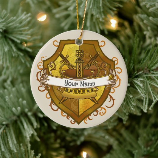 Family Crest Crown Achternaam Keramisch Ornament (Boom)