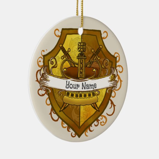 Family Crest Crown Achternaam Keramisch Ornament (Rechts)