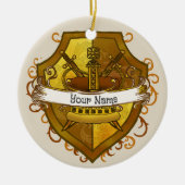 Family Crest Crown Achternaam Keramisch Ornament (Voorkant)