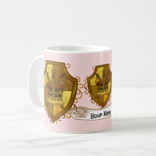 Family Crest Crown Achternaam mok (Voorkant links)