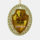 Family Crest Crown Achternaam Ornament (Rechts)
