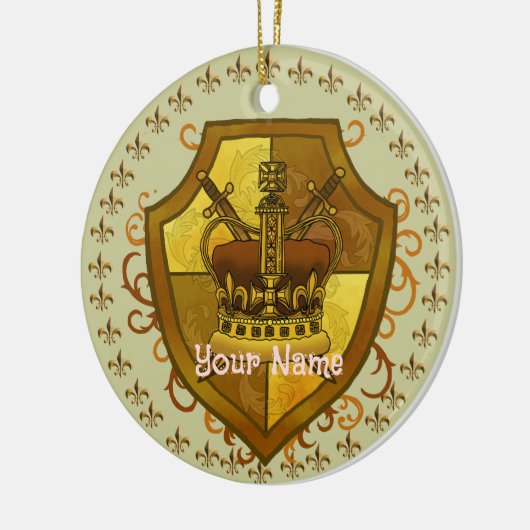 Family Crest Crown Achternaam Ornament (Links)