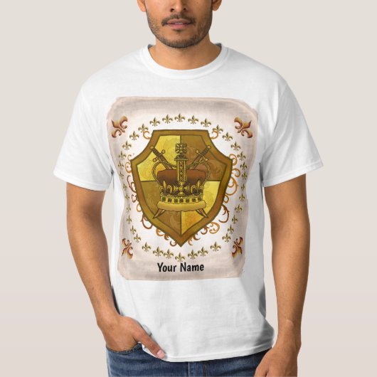 Family Crest Crown Achternaam T-shirt (Voorkant)