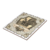 Family Crest Crown Achternaam tegel Tegeltje (Zijkant)