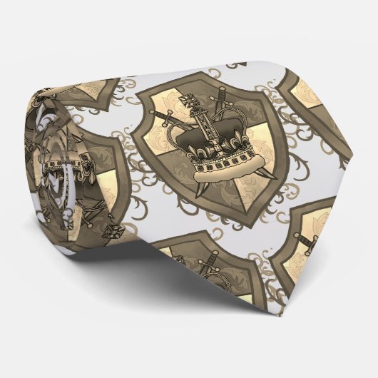 Family Crest Crown Zwaardschild stropdas (Opgerold)