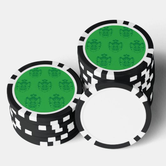 Family Crest Green Poker Chips (Opstapeling)