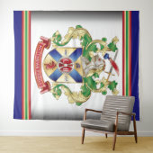 Family Crest Knight Shield Dragon Sword Monogram Wandkleed (In Situ (horizontaal))