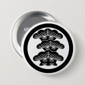 [Family Crest] Right-align 3tier pine tree w/round Ronde Button 7,6 Cm (Voorkant /achterkant)