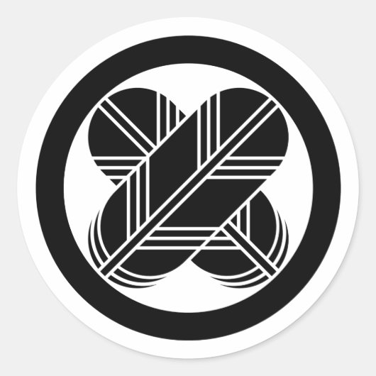 [Family Crests] Crossed hawk feathers with circle Ronde Sticker (Voorkant)
