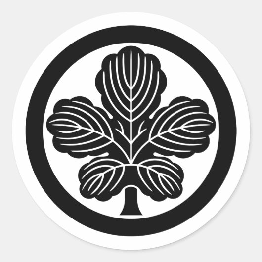 [Family Crests] Kaji leaf with circle Ronde Sticker (Voorkant)