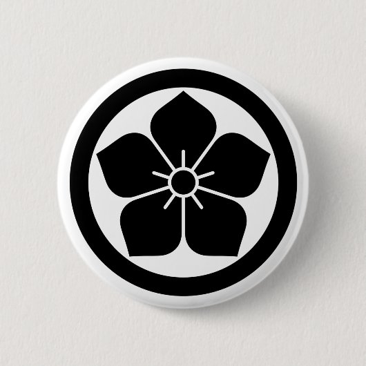 [Family Crests] Kikyo flower inside a circle Ronde Button 5,7 Cm (Voorkant)