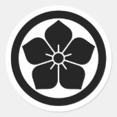 [Family Crests] Kikyo flower inside a circle Ronde Sticker (Voorkant)