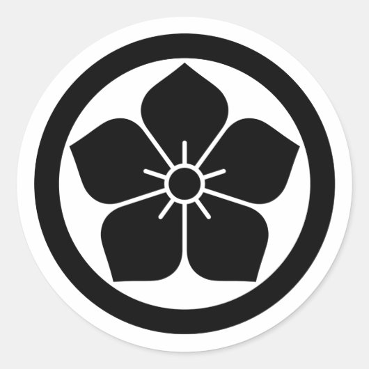 [Family Crests] Kikyo flower inside a circle Ronde Sticker (Voorkant)