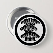 [Family Crests] Left-align 3tier pine tree w/round Ronde Button 7,6 Cm (Voorkant /achterkant)