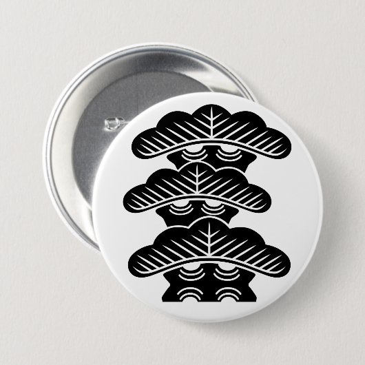 [Family Crests] Left-aligned 3tiered pine trees Ronde Button 7,6 Cm (Voorkant /achterkant)