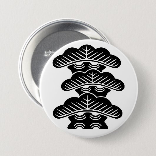 [Family Crests] Right-aligned 3tiered pine trees Ronde Button 7,6 Cm (Voorkant /achterkant)