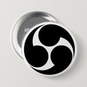 [Family Crests] Right-rotating Mitsu-domoe Ronde Button 7,6 Cm (Voorkant /achterkant)