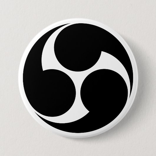 [Family Crests] Right-rotating Mitsu-domoe Ronde Button 7,6 Cm (Voorkant)
