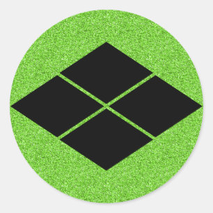[Family Crests] Takeda-bishi green Ronde Sticker