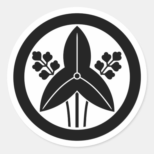 [Family Crests] Threeleaf arrowhead with circle Ronde Sticker (Voorkant)