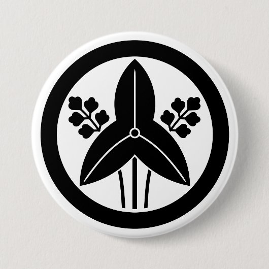 [Family Crests] Threeleaf arrowhead with round Ronde Button 7,6 Cm (Voorkant)