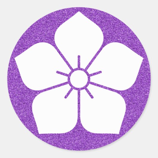 [Family Crests] White Kikyo flower Button Ronde Sticker (Voorkant)