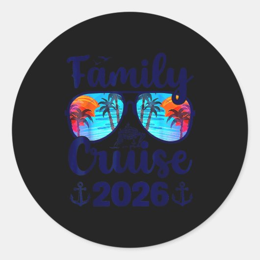 Family Cruise 2026 Family Vacation Matching Family Ronde Sticker (Voorkant)
